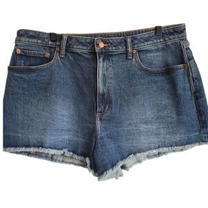 PINK Victoria's Secret High Rise Denim Cutoff Shorts Medium Wash Blue Size 18